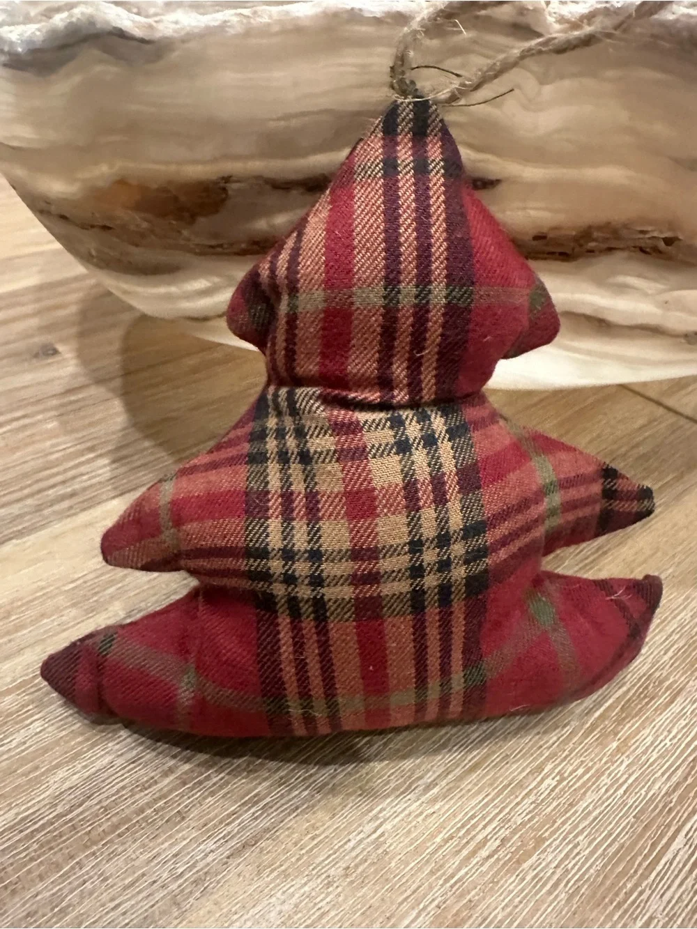 Set of 2 Custom Plaid Christmas Tree Ornaments Vintage Ralph Lauren Fabric 5”
